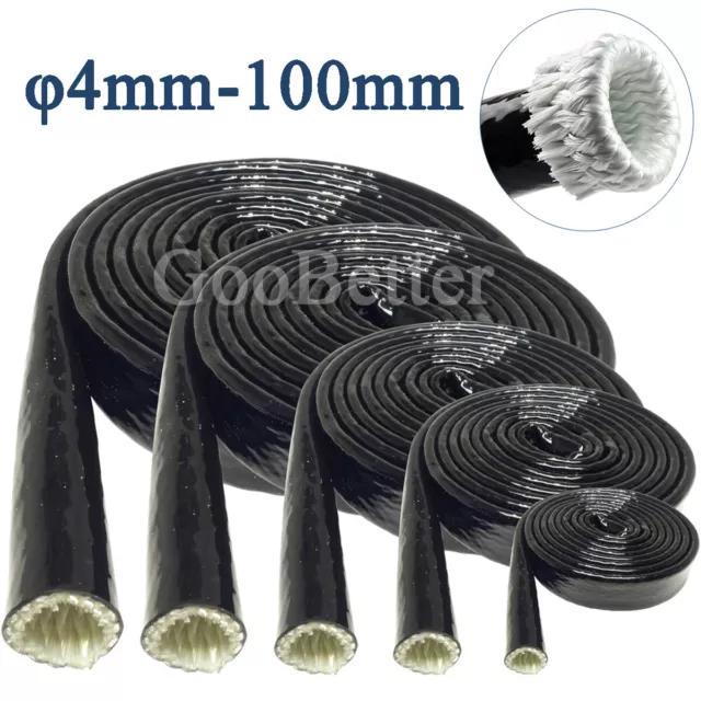 Black Fire Sleeve Braid Flame Heat Shield Protective φ4-100mm for Oil Fuel Lines