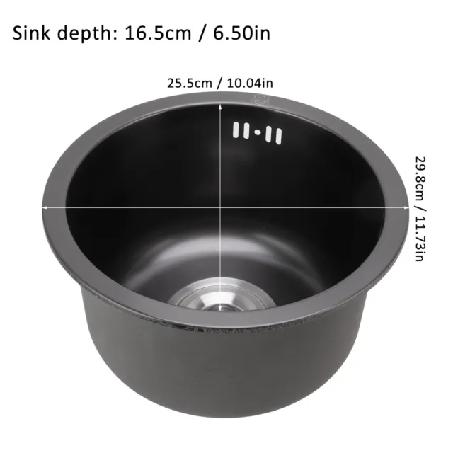 Mini Round Kitchen Spüle Bar Edelstahl Becken Single Bowl Schwarz