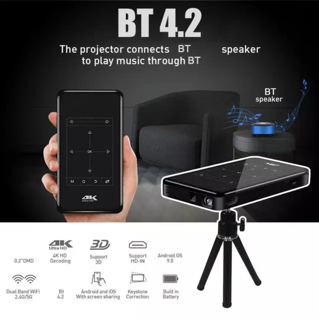 4K Smart DLP Mini Projektor Android WiFi Bluetooth 8G Heimkino S7 New G7W5 3