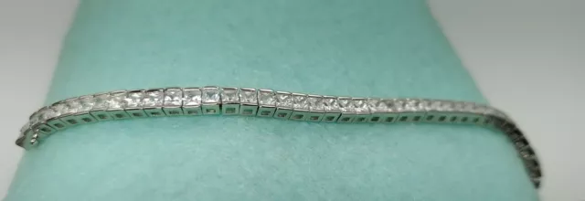 Princess Cut Tennis Bracelet with CZ in 14k White Gold Finish