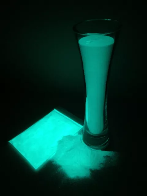 Glow in the Dark Pigment Powder 100g AQUA BLUE, SuperGrade Strontium Aluminate