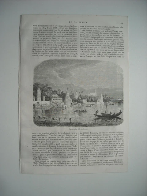 1864 Engraving. War Of The Indes. Calcutta View. Escaping English Family. Elephant. 2