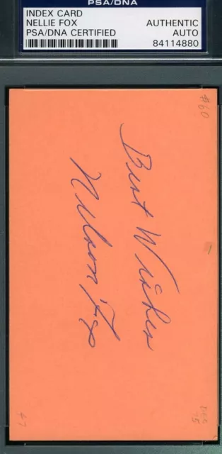 Nellie Nelson Fox Psa Dna Coa Autograph 3x5 Signed Index Card