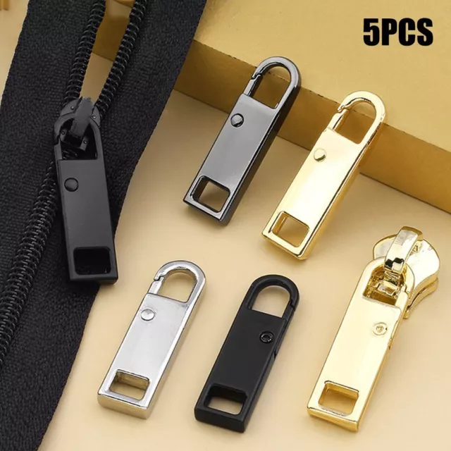 5pcs Metal Zipper Head Zipper Pull Zipper Repair Kit Detachable Zipper Slider