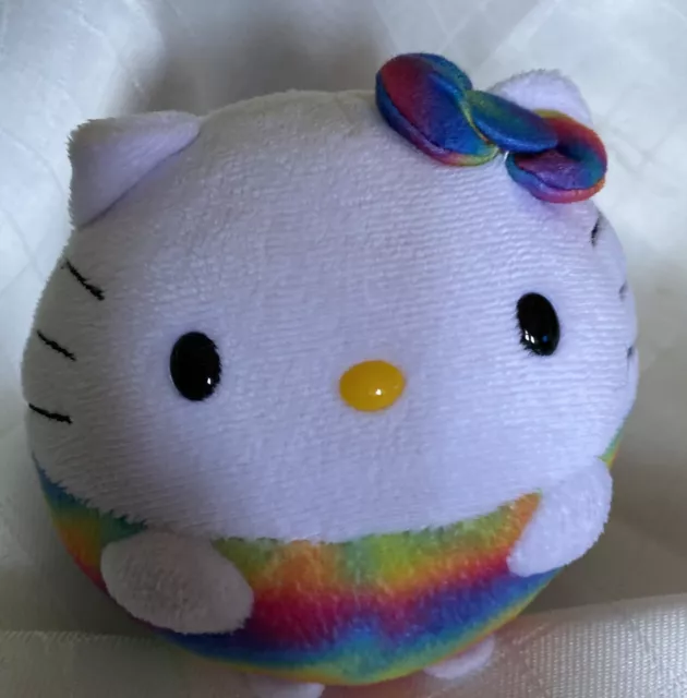 Plush Ty Beanie Babies Ballz Hello Kitty Rainbow Stuffed Toy