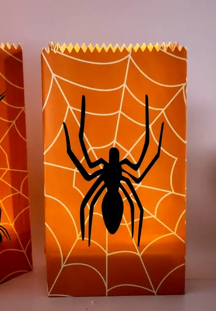 Halloween Spider Luminaries 2PK Battery Amber LED Flicker Flame Bag Packs