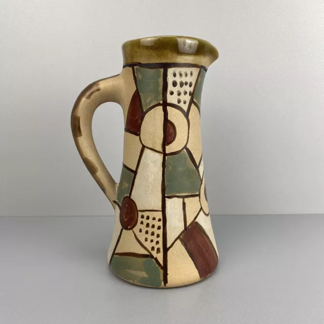 Kunstvolle Kanne / Vase, handbemalte Kunst-Keramik Mid Century Design 50er 60er