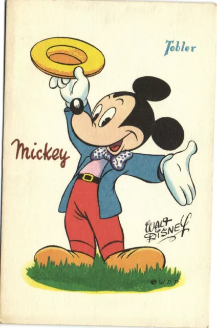 PC DISNEY, TOBLER ADVERTISING, MICKEY MOUSE, Vintage Postcard (b35839)
