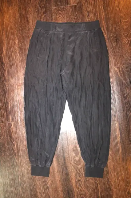 ATM Anthony Thomas Melillo Women's Black Silk Joggers Mid Rise Pants Size P