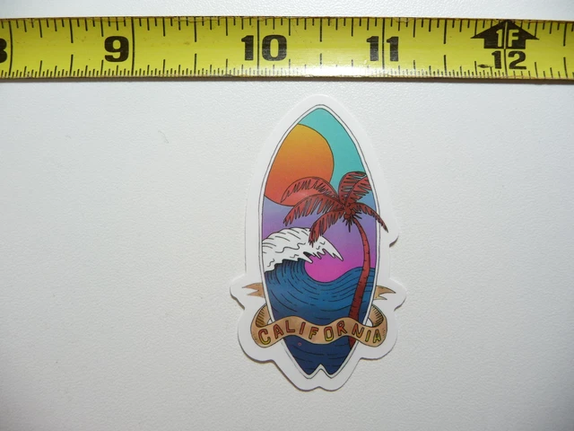 California Surfboard Palm Tree Decal Sticker Pride State