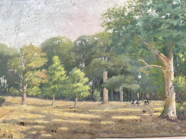 Ancien Tableau, peinture, HST, de G. LERAT??, 49, paysage campagne