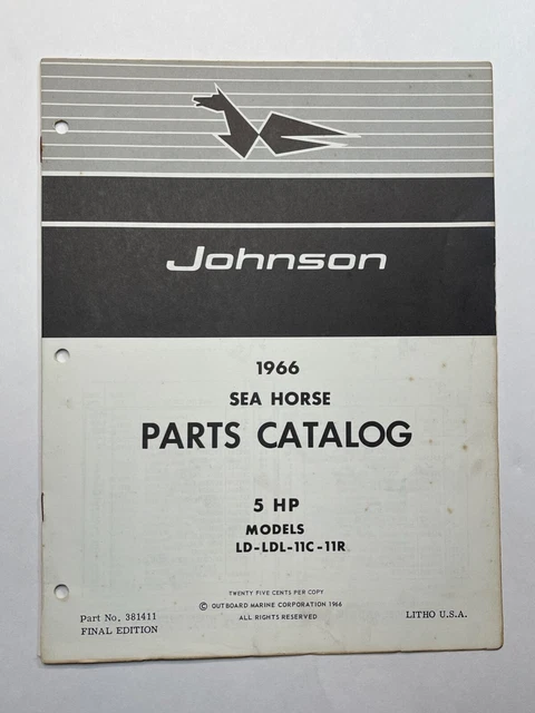 1966 OMC Johnson Sea Horse (5 HP Models) Boat Motor Parts Catalog #381411