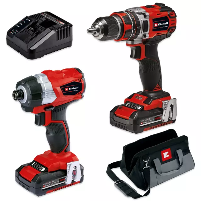 Einhell Cordless Combi Drill and Impact Driver Set w/ Battery Charger Brushless