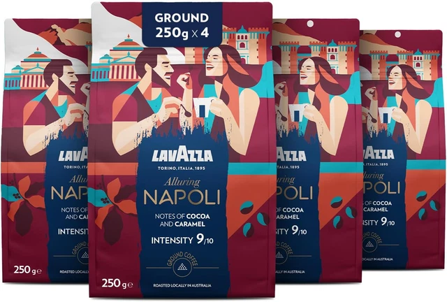 , Tales of Italy Alluring Napoli, Ground Coffee, 4 X 250G, Ideal for Moka Pot, w