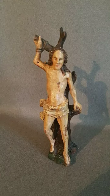 Hl. Sebastian, Heiligenfigur, um 1700, H: ca.25 cm, Barock, Holz geschnitzt, AS.