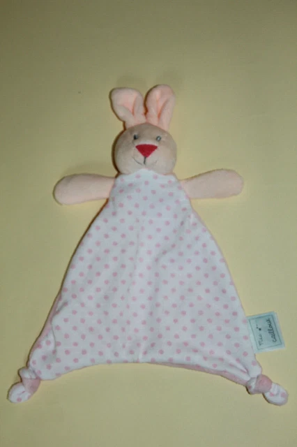 Doudou Mes Petits Cailloux Lapin Plat Blanc Rose Pois Triangle Neuf
