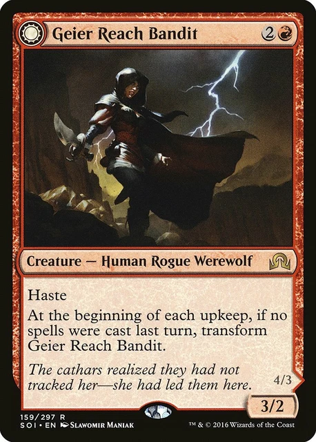 Geier Reach Bandit // Vildin-Pack Alpha 1x FOIL SOI MTG Shadows Over Innistrad Rare MINT red human Geier Reach Bandit // Vildin-Pack Alpha 1x FOIL SOI MTG Shadows Over Innistrad Rare MINT red human