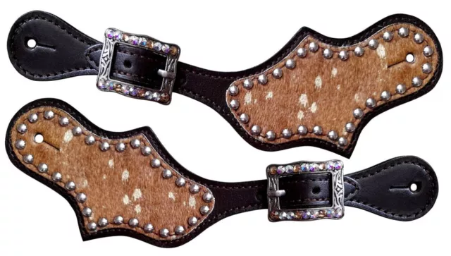 Showman Ladies Hair-On Cowhide Leather Spur Straps