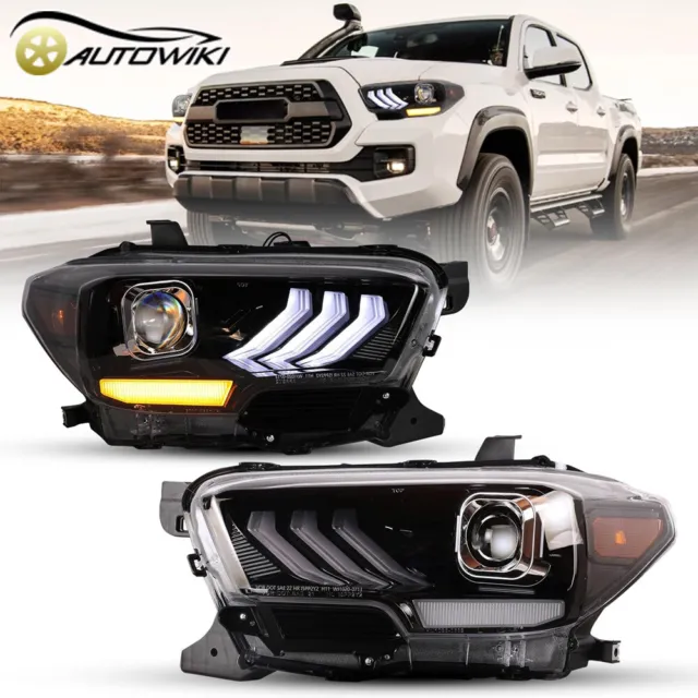 For 2016-2023 Toyota Tacoma SR/SR5 LED Black Projector Headlights Signal Lamps