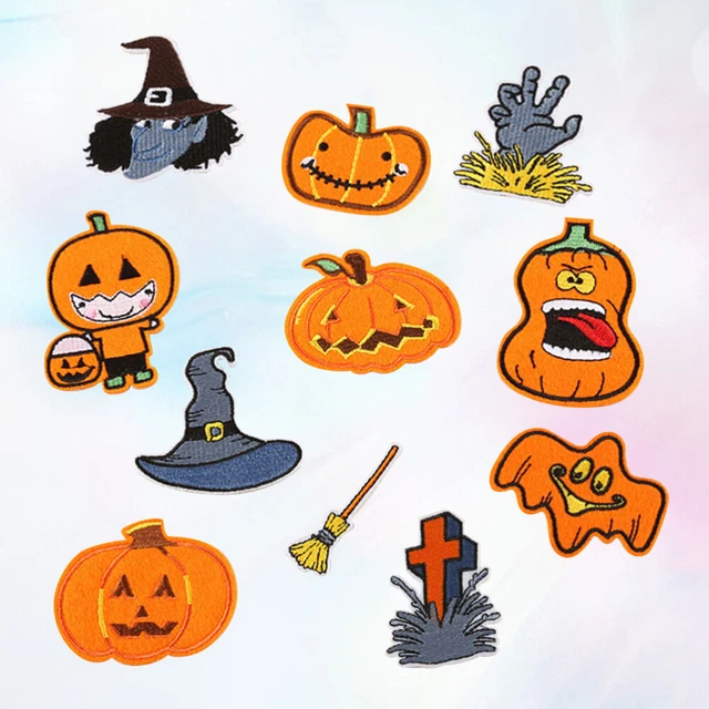 11 Pcs Cartoon Embroidery Patches Halloween Appliques Pumpkin