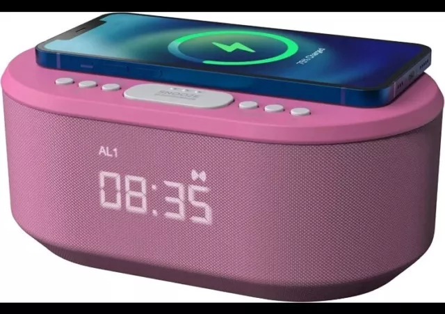 i-Box Bedside QI Wireless Charging Alarm Clock Radio With LED Display