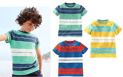 Mini Boden t-shirt Boys vintage stripe slub cotton tee short sleeve summer blue