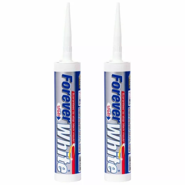 2 x Everbuild Forever White Protection Against Mould Silicone Sealant