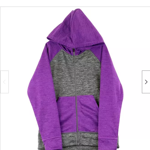 HEAD  Girls Full Zip Hoodie Jacket,(Charcoal Heather/Purple M 1012)NWT