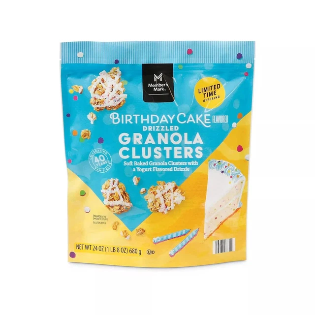 MEMBER'S MARK BIRTHDAY Cake Flavored Drizzled Granola Clusters (24