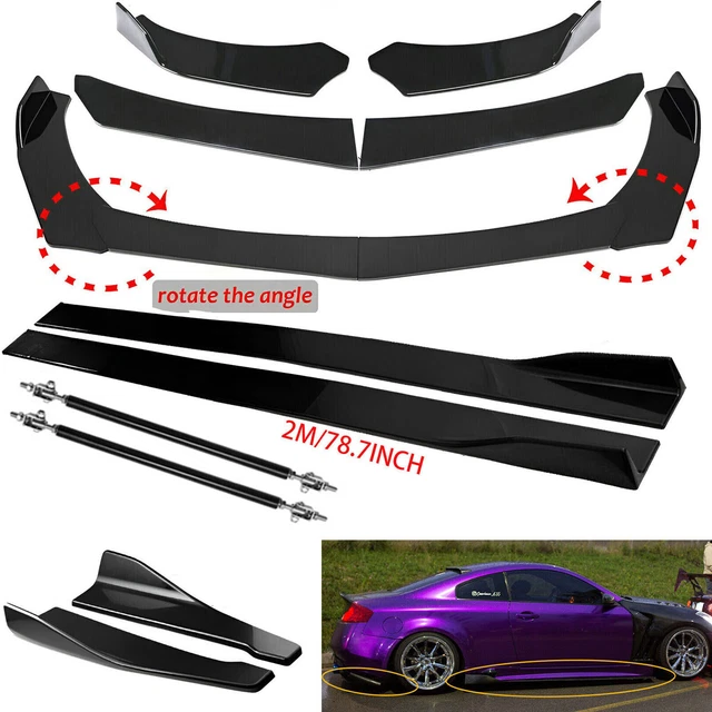 Front Bumper Chin Splitter Spoiler Body Kit+Strut Rods  For Infiniti G37 G35