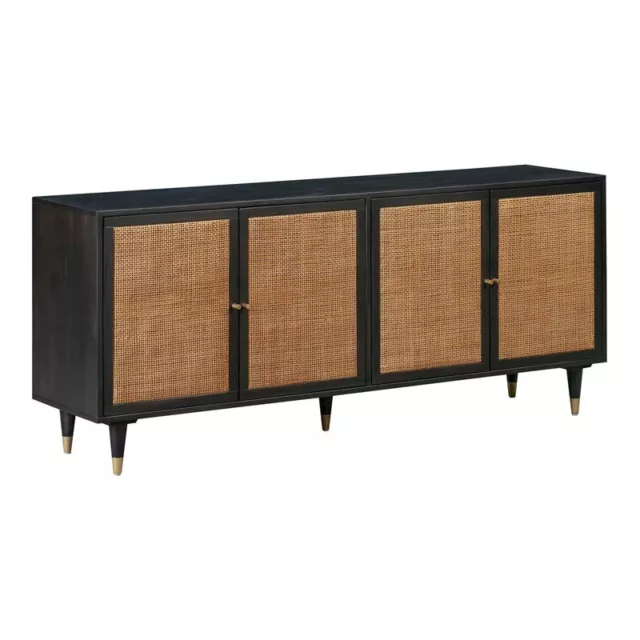 Maklaine 31"H Storage Modern Wood Sideboard in Noir Black Finish