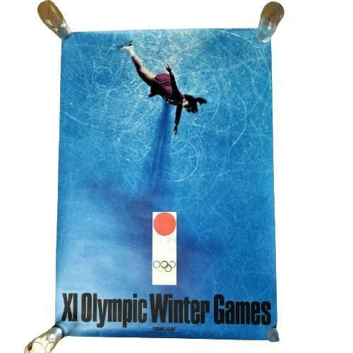 SAPPORO WINTER OLYMPICS 1972 Poster From Japan RARE 103.5cm×72.5cm Vintage