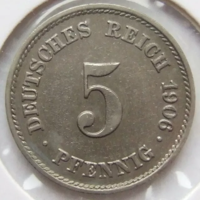 Coin German Reich Empire 5 Pfennig 1906 E IN Extremely fine