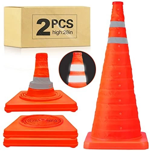 [Pack]8 Inch Collapsible Traffic Safety Cones - Parking Cones with 28Inch 2
