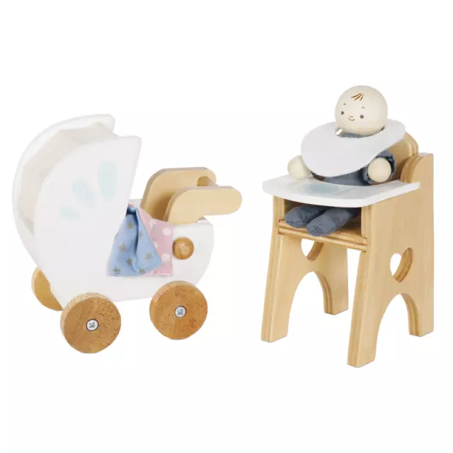 New Le Toy Van Daisylane Pram Baby & Nursery Accessory Set Wooden Toy Daisy Lane