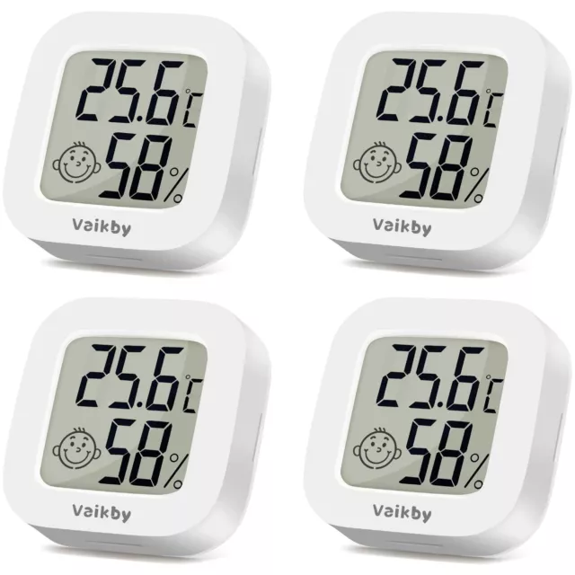 Vaikby Mini Digital Thermometer Hygrometer innen 4 Stueck, raumthermometer 2