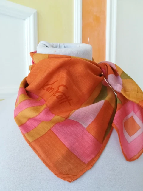 Foulard En Soie Vintage KEN SCOTT - Dimensions 86x90 Cm - Voile De Soie Multicolore - Occasion