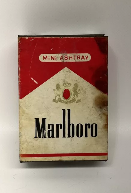 Vintage Marlboro Mini Ashtray Metal Slides & Flip Open 2-1/4” x 1-5/8” 2