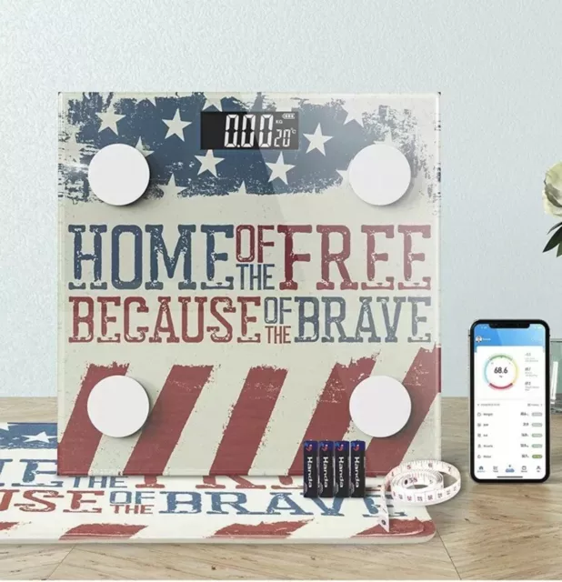 Escala de grasa corporal DTK IMC 400 libras con aplicación de fitness Home of the Free/America