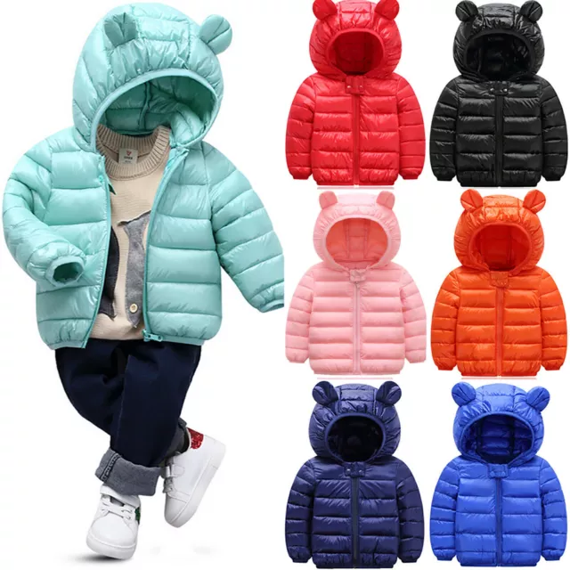 Toddler Kids Girls Boys Winter Hooded Coat Warm Casual Jacket Hoodies Outwear