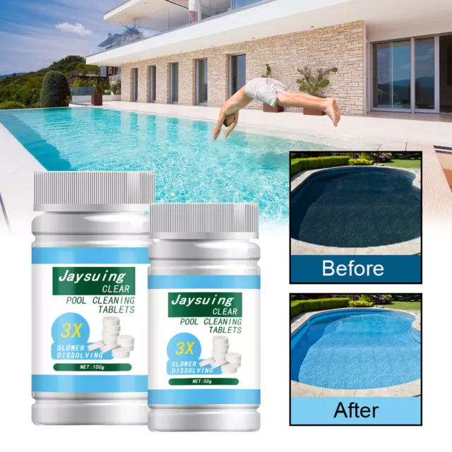 50/100g Tablets Pool Cleaning Tablets Floating Chlorine Hot Tub Spa Clean