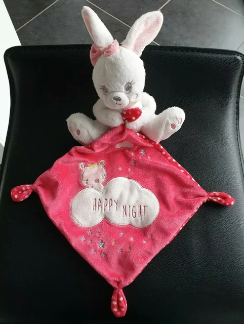 Doudou  Simba Toys Peluche Lapin Blanc Mouchoir Rose Rouge Happy Night Etoiles