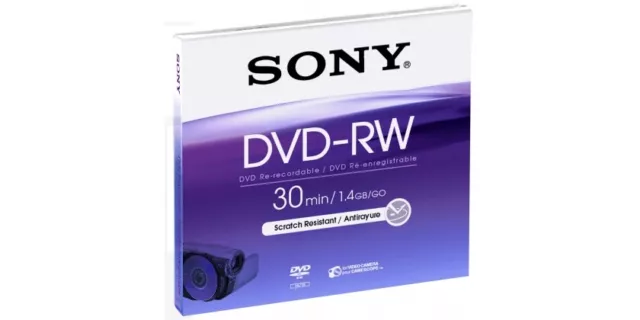 SONY 8cm DVD-RW Single Disc 30min 1.4GB 1x2x Einseitig JEWEL DMW30B NEU 001-664