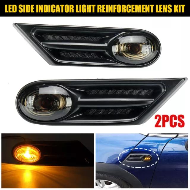 Pair Smoked Indicator Repeater Side Marker Light For BMW MINI COOPER R56 R57