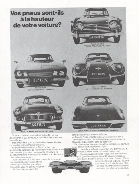 ▬► French Print Advertising - Car Car - UNIROYAL Tire