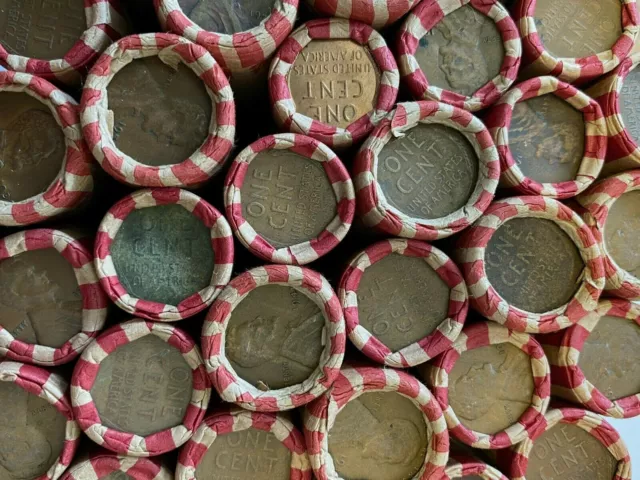 Wheat Penny Rolls Unsearched (1909-1958)-50 Pennies Per Roll-Circulated