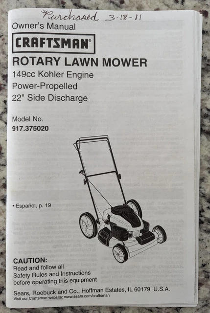 Yard pro kohler on sale courage 149cc manual