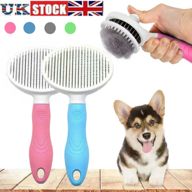 Pet Dog/Cat Clean Grooming Self Cleaning Slicker Brush Massage Hair Remover CoBD