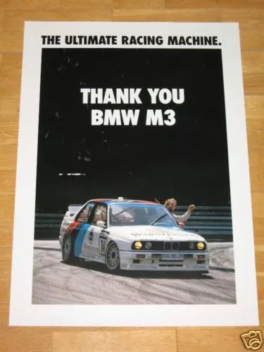 Bmw M3 E30 Poster 7 - Thank You M3 - Rar Din A1 Rare Vintage In Mint