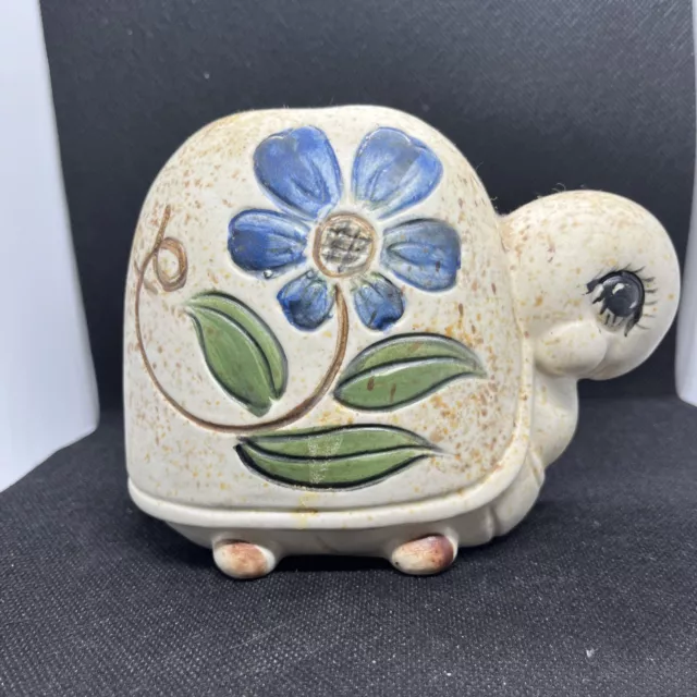 Vintage Handpainted 1970S Turtle Figurine Floral Frog Toothbrush Pencil Holder